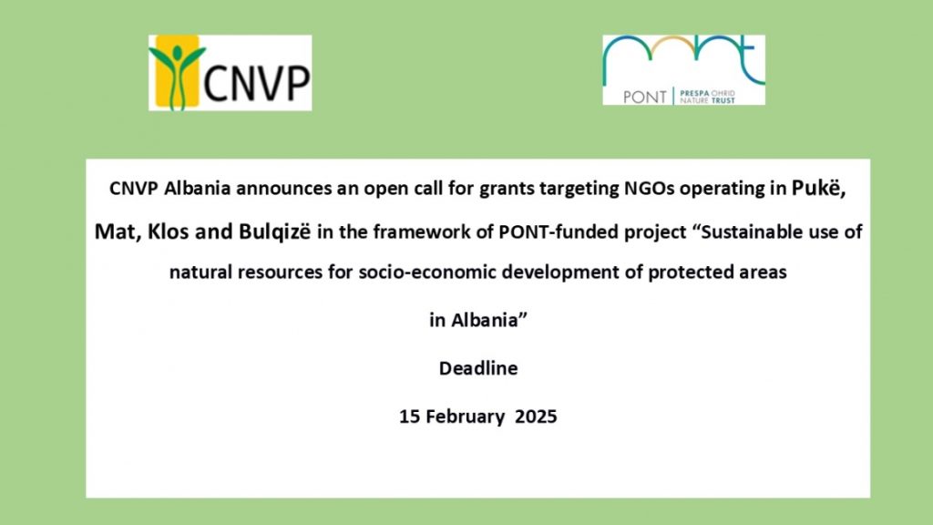 Thirrje per projekt propozime per korridoret ekologjike -Open Call for Project Proposals