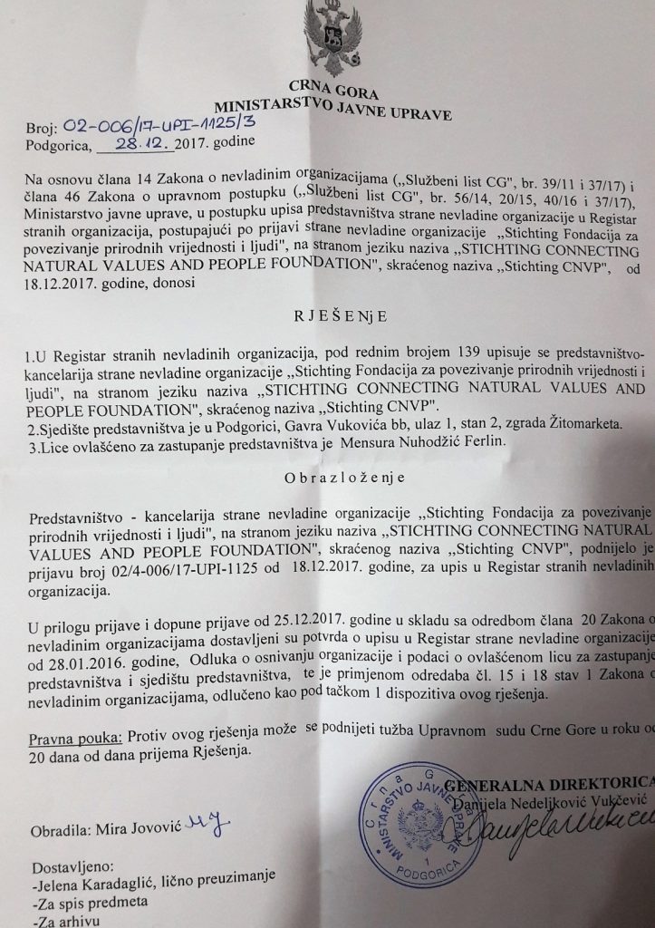 CNVP in Serbia, Montenegro and Bosnia-Herzegovina